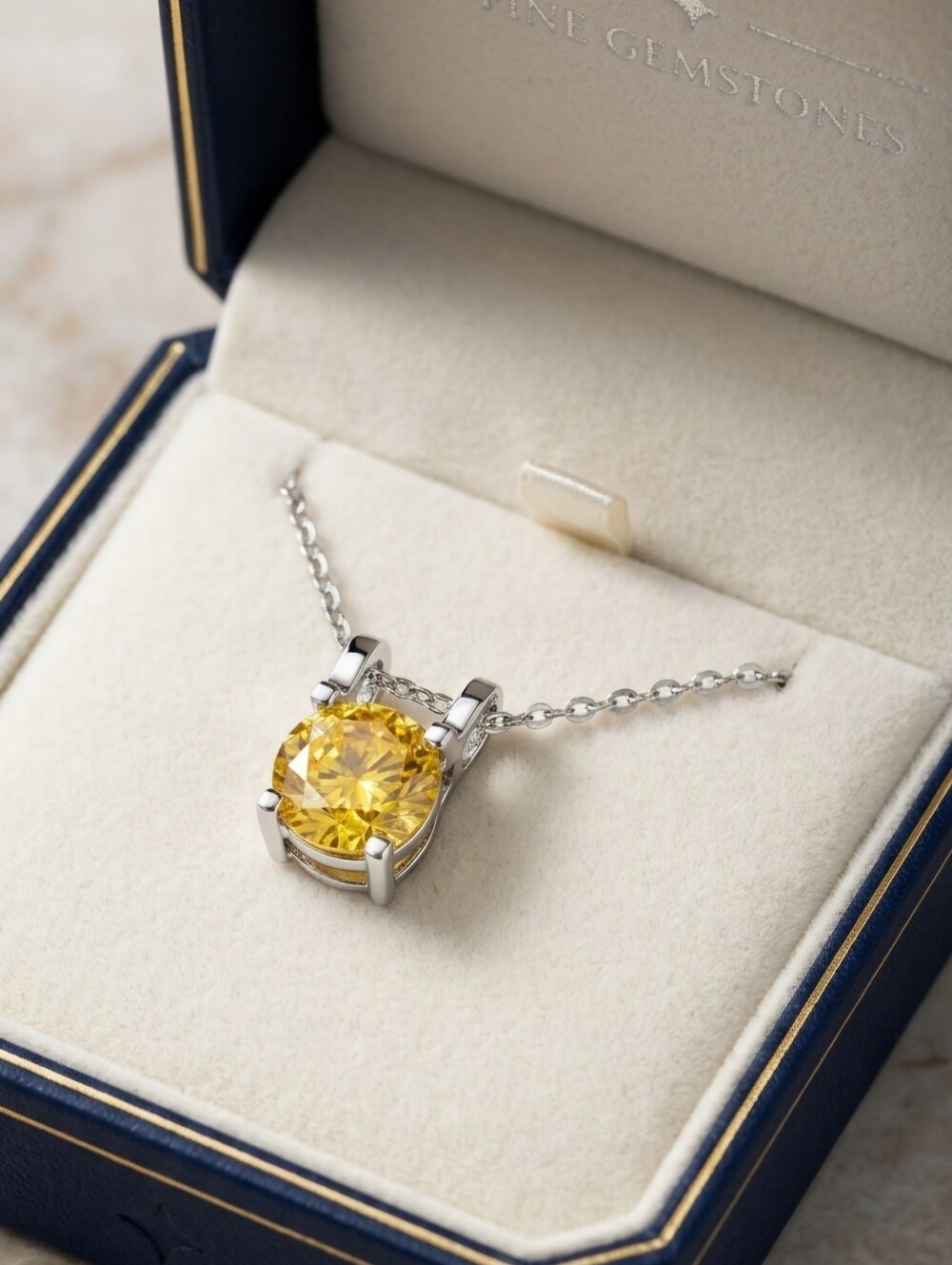 Moissanite 1 CT Canary Yellow Pendant Necklace